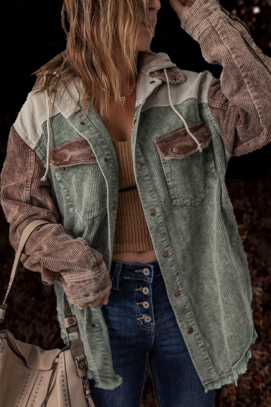 Autumn Coat Cotton Distressed Double Pocket Hooded Coat - ALTARIA