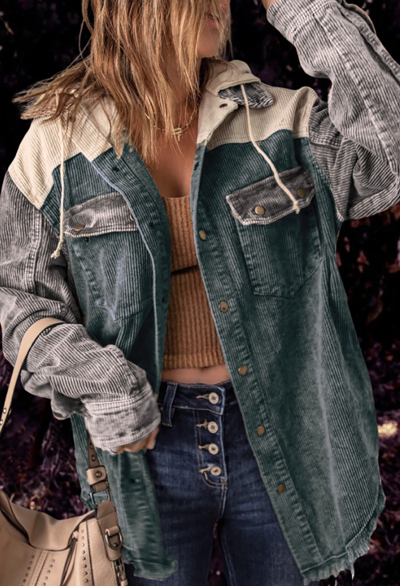 Autumn Coat Cotton Distressed Double Pocket Hooded Coat - ALTARIA
