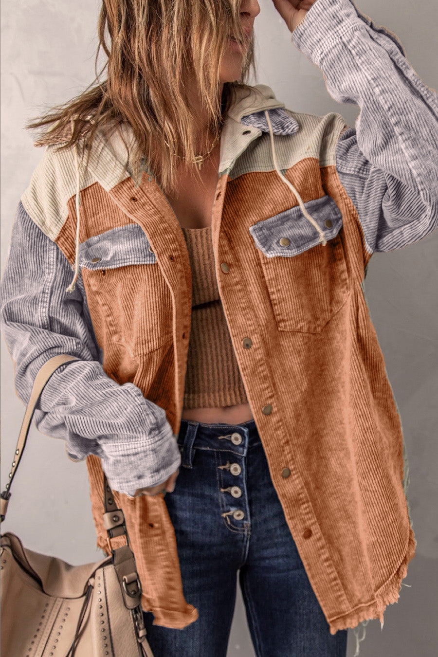 Autumn Coat Cotton Distressed Double Pocket Hooded Coat - ALTARIA