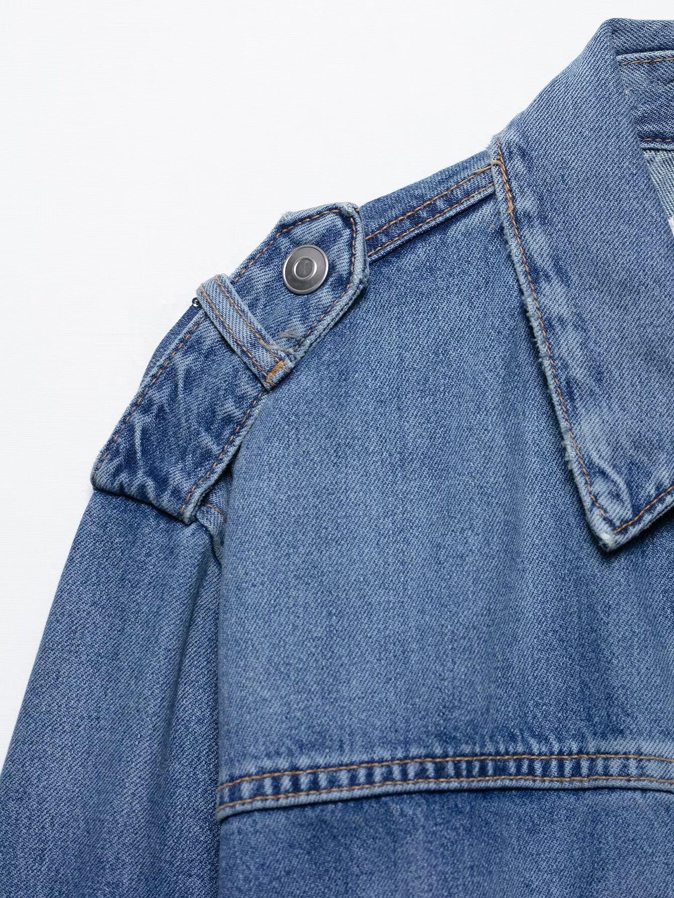 Spring Summer Women Clothing Commuting Lace up Denim Shacket - ALTARIA