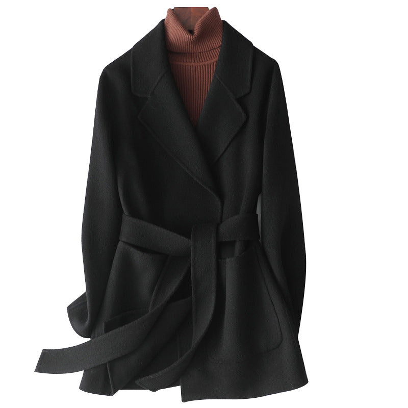 Reversible Cashmere Coat Women Short Spring Autumn Pure Handmade Woolen Coat Women - ALTARIA