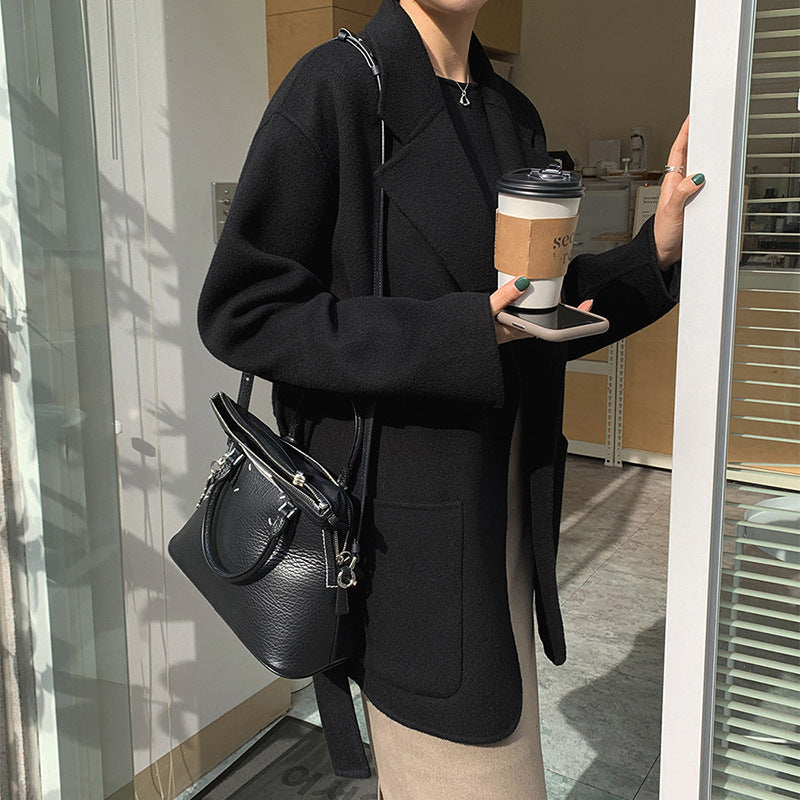 Reversible Cashmere Coat Women Short Spring Autumn Pure Handmade Woolen Coat Women - ALTARIA