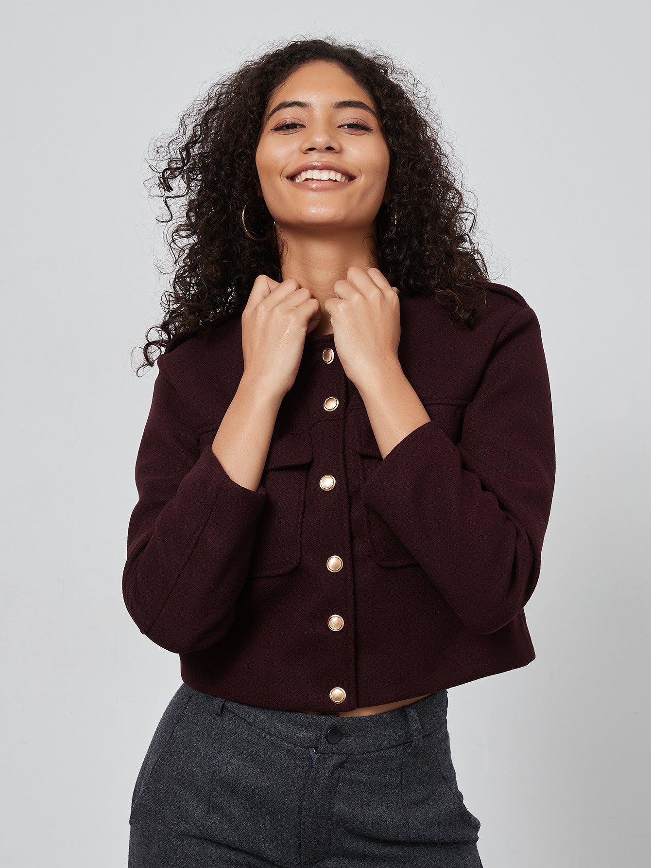 Women Clothing Woolen Blazer Slimming Short Woolen Jacket - ALTARIA