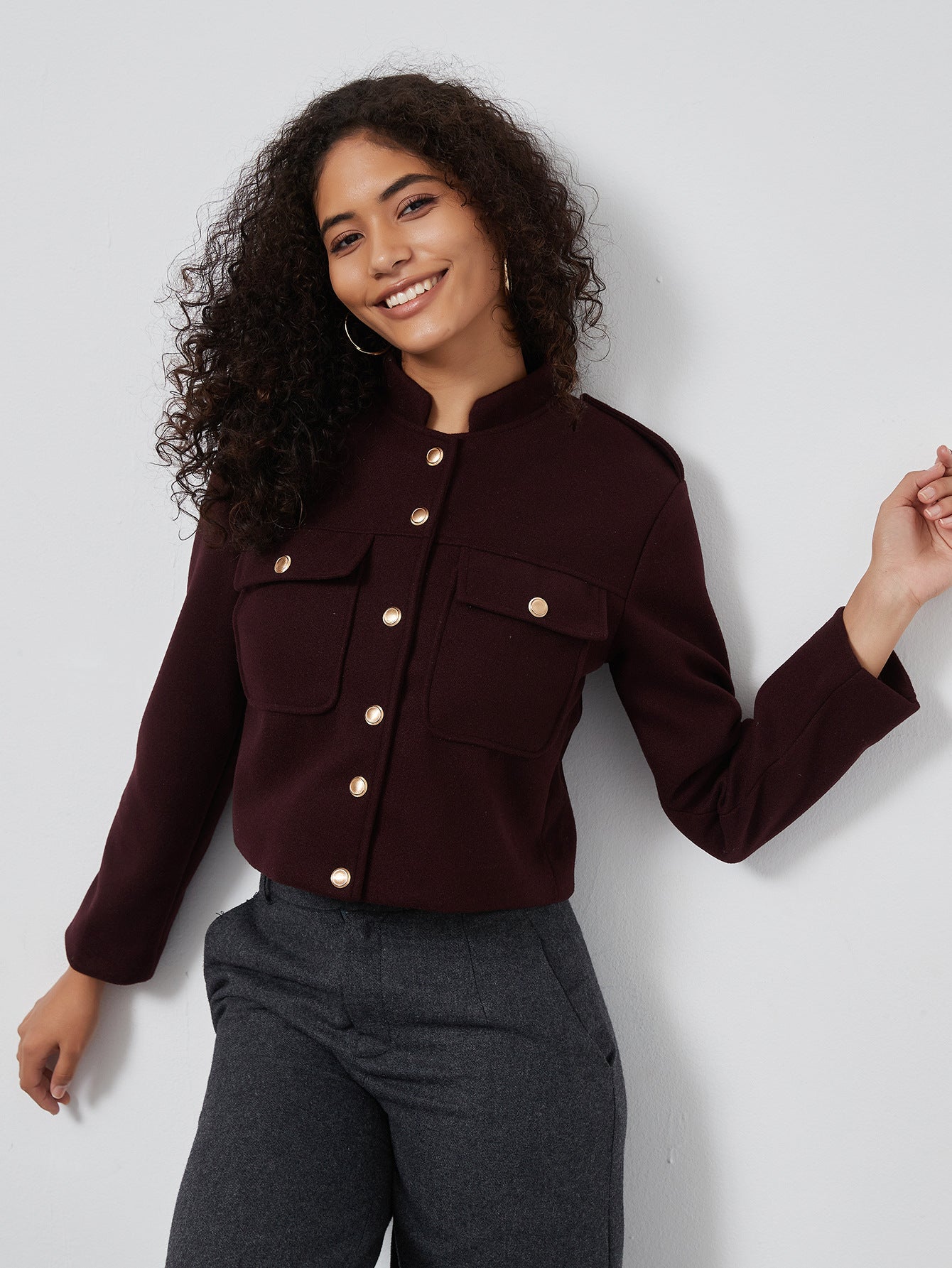 Women Clothing Woolen Blazer Slimming Short Woolen Jacket - ALTARIA