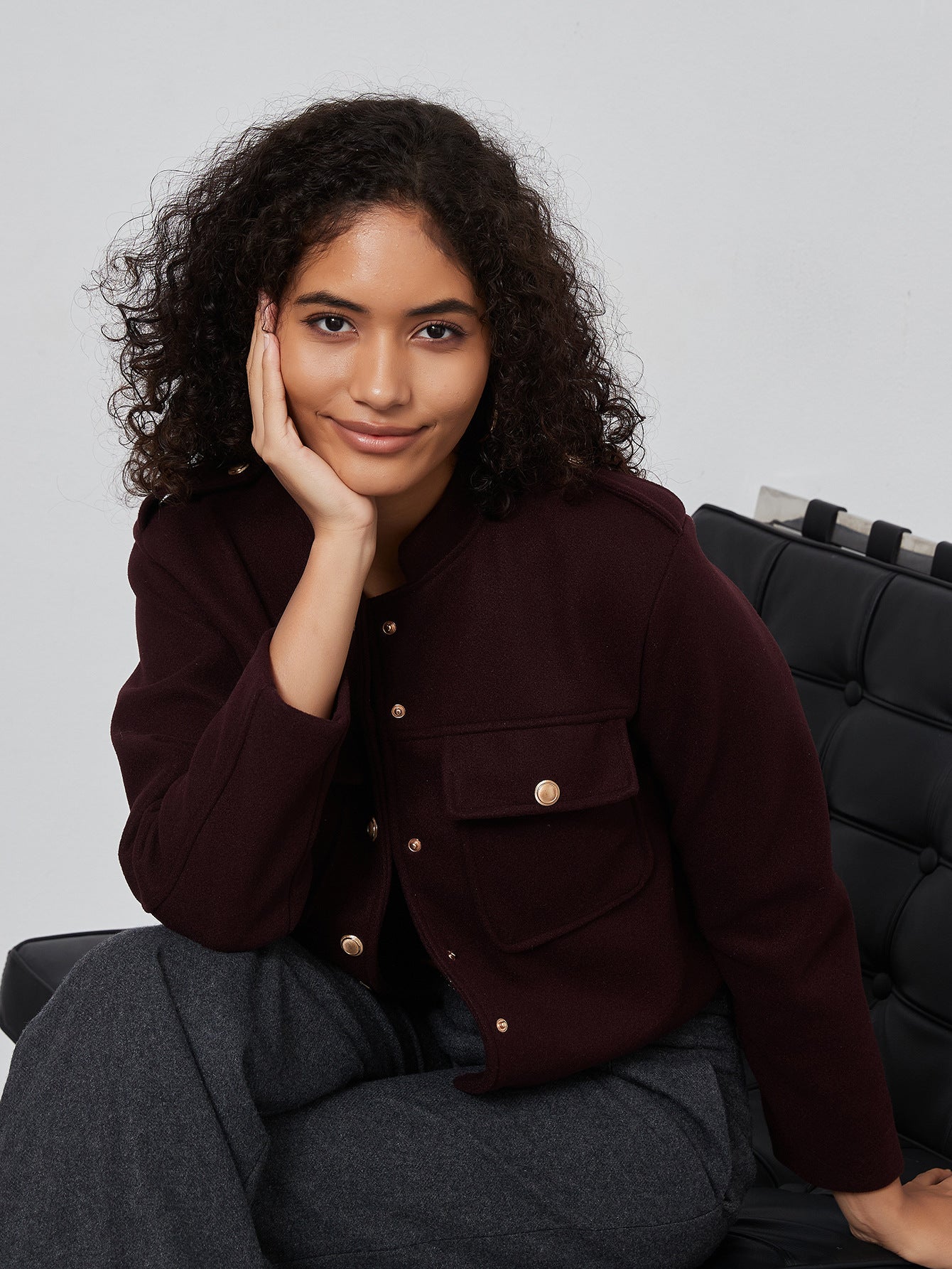 Women Clothing Woolen Blazer Slimming Short Woolen Jacket - ALTARIA