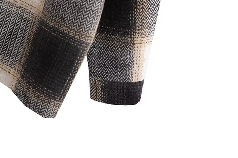 Fall Women Clothing Fashionable Pocket Shirt Plaid Coat - ALTARIA
