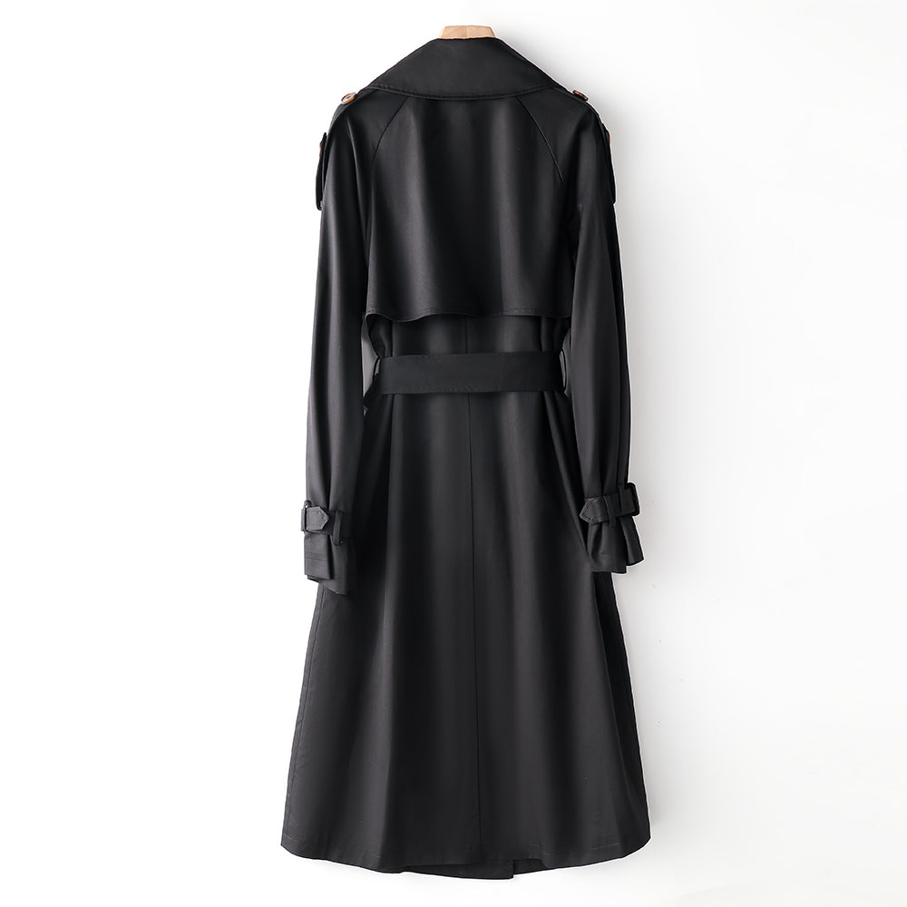Element Overknee Long Trench Coat Women Popular Korean Autumn Winter Waist Controlled Slimming Coat - ALTARIA