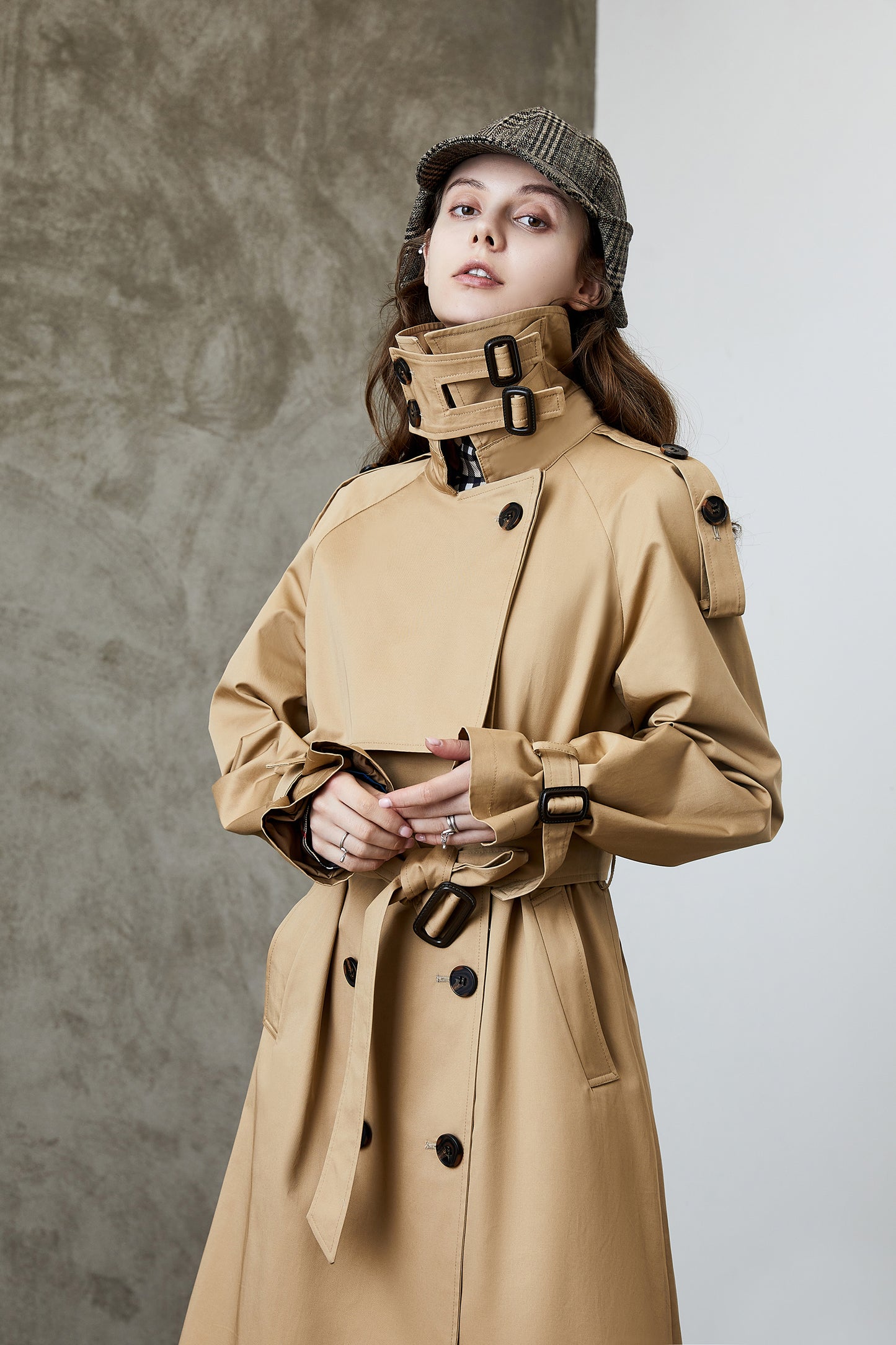 Element Overknee Long Trench Coat Women Popular Korean Autumn Winter Waist Controlled Slimming Coat - ALTARIA
