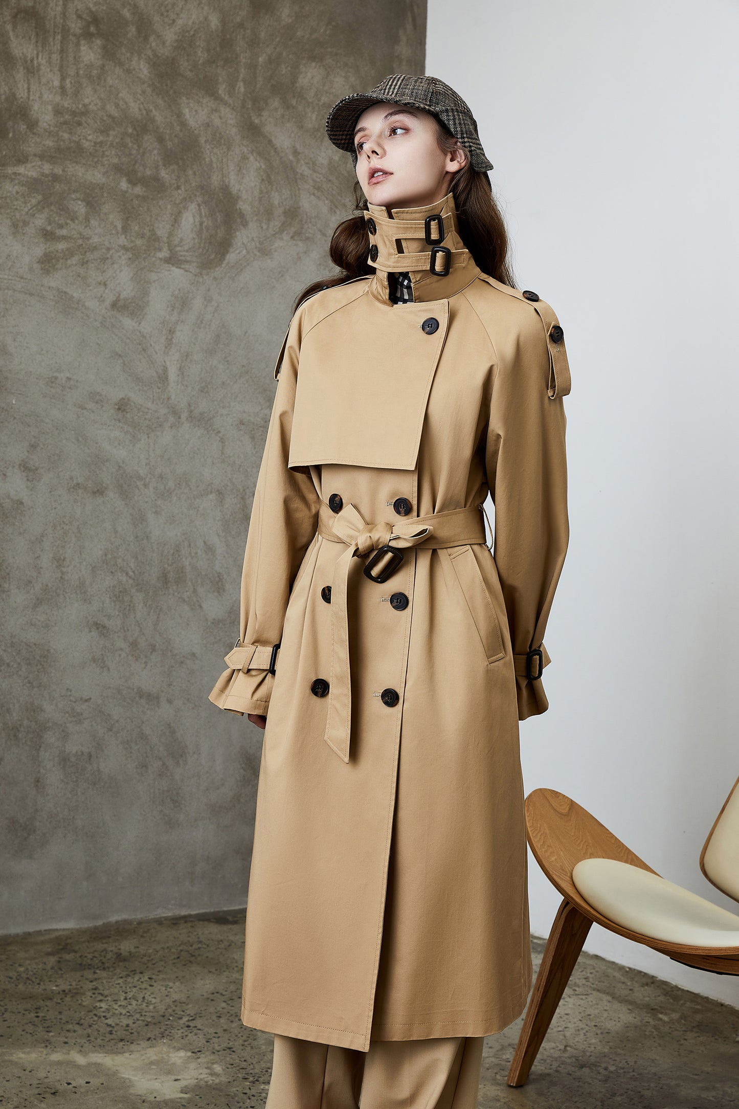 Element Overknee Long Trench Coat Women Popular Korean Autumn Winter Waist Controlled Slimming Coat - ALTARIA