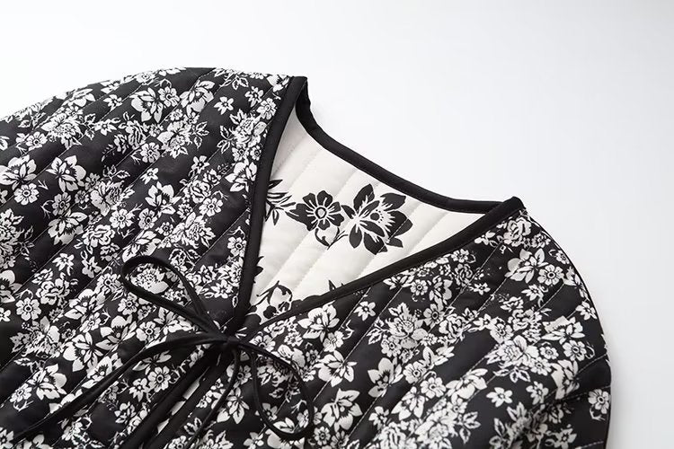 Autumn Winter Loose Ethnic Duplex Printing Cotton Padded Coat Women - ALTARIA