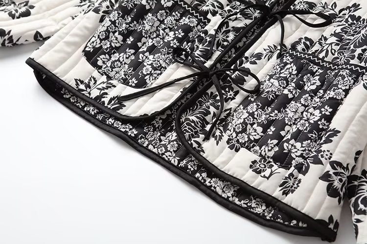 Autumn Winter Loose Ethnic Duplex Printing Cotton Padded Coat Women - ALTARIA