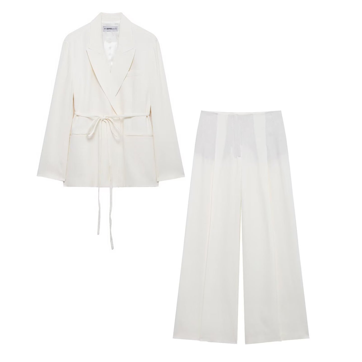 Spring Summer Women Stylish Long Sleeves Lace up Blazer Pleated Pants - ALTARIA