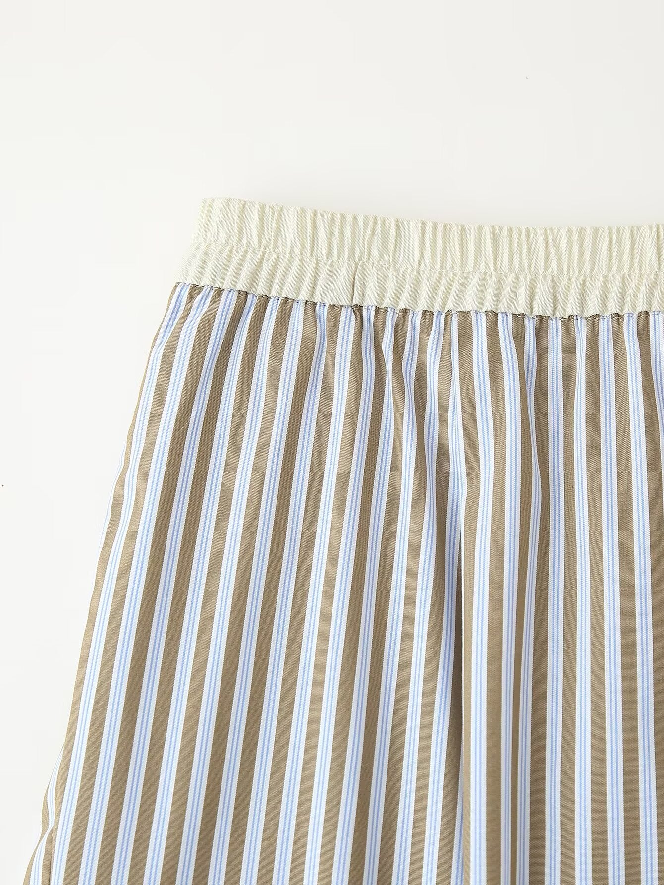 Spring Women Clothing French Contrast Color Striped Pajamas Pants Sets - ALTARIA