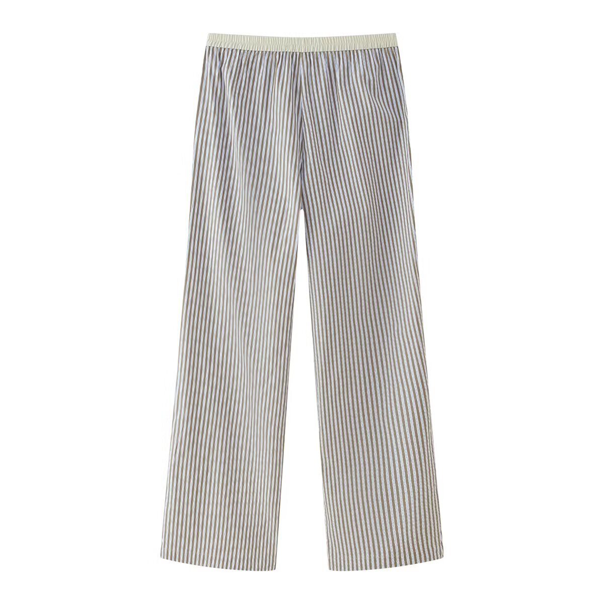 Spring Women Clothing French Contrast Color Striped Pajamas Pants Sets - ALTARIA