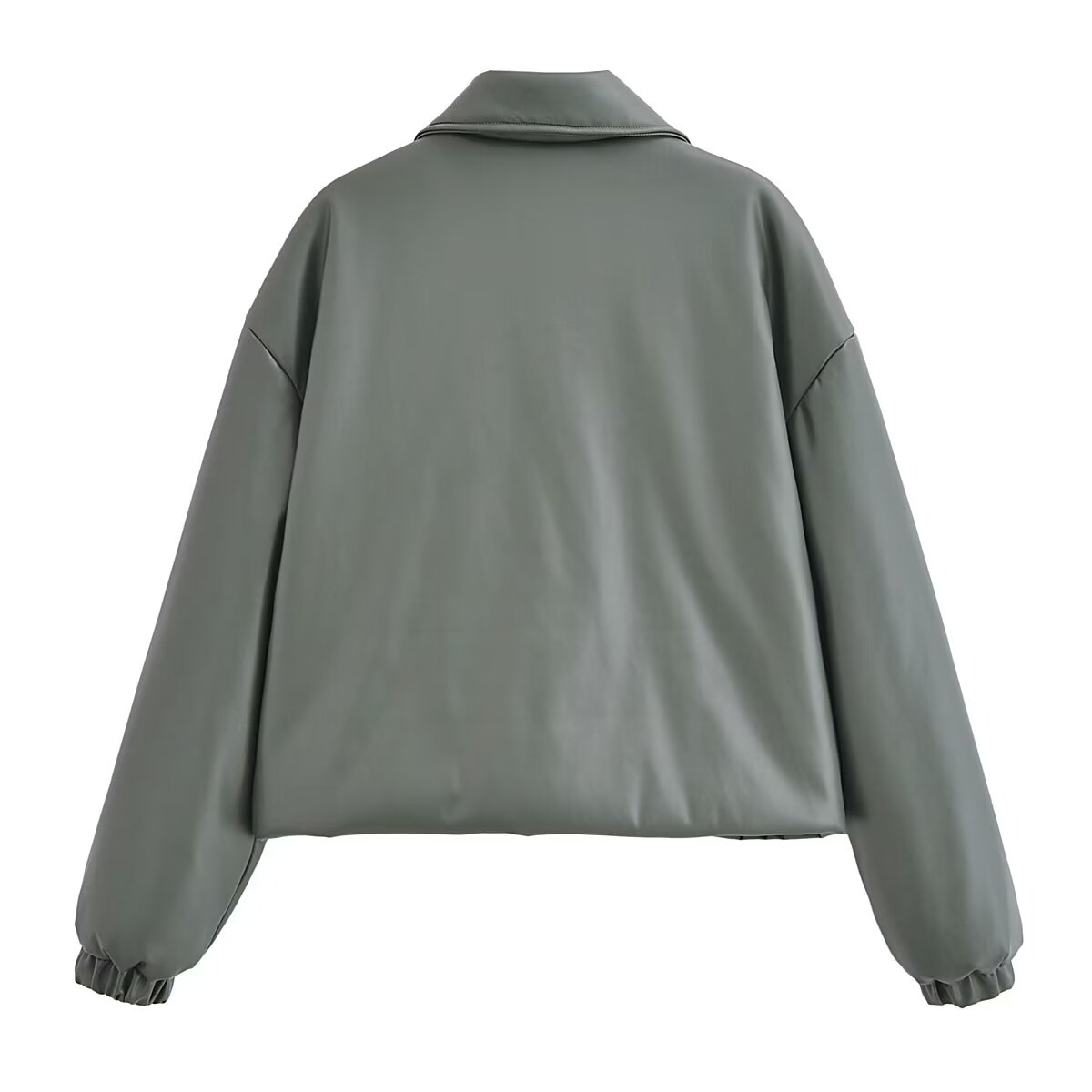 Women Winter Polo Collar Faux Leather Coat Coat Fashionable Warm Faux Leather Jacket - ALTARIA