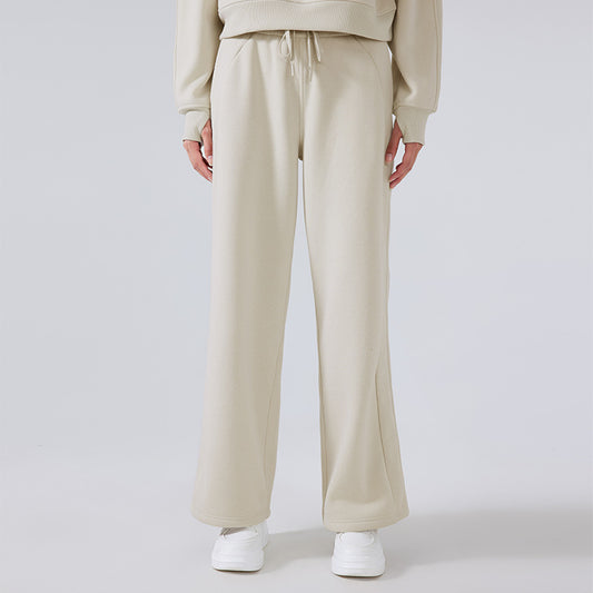 Winter Fleece Lined Warm Fitness Track Sweatpants Office All Matching Straight Loose Casual Trousers Women - ALTARIA