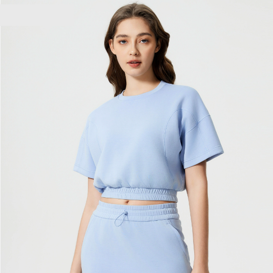 Summer Air Layer Yoga Clothes Short Sleeve Women Short Cropped Exposed Fitness Sports Top T shirt - ALTARIA