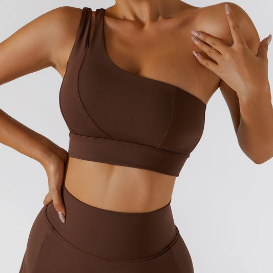 One Piece Rib Shoulder Yoga Beauty Back Bra Elastic Shockproof Sports Underwear for Women Running Workout Vest - ALTARIA