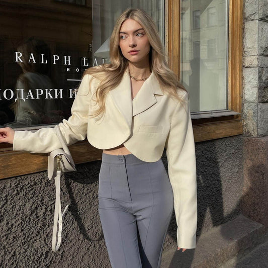 Sexy Small Blazer Autumn Winter Casual Short Women Blazer Outerwear - ALTARIA