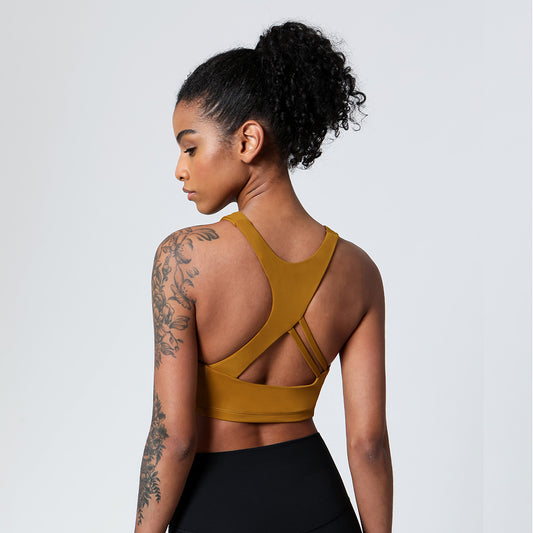 Spring Summer Double Sided Brushed Sports Vest Women Yoga Running Workout Elastic Sports Bra - ALTARIA