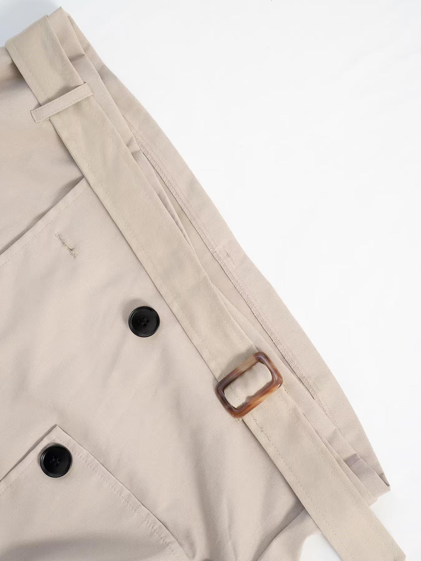 Women Clothing Belt Short Casual Trench Coat - ALTARIA