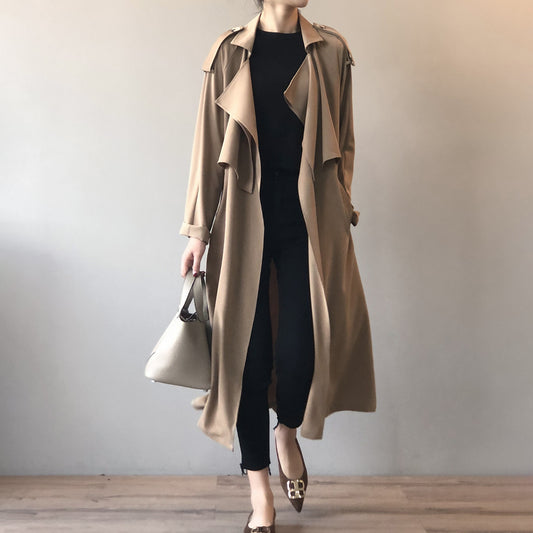 Autumn New Fashion Elegant Long Trench Coat For Women Retro British Baggy Coat Women - ALTARIA