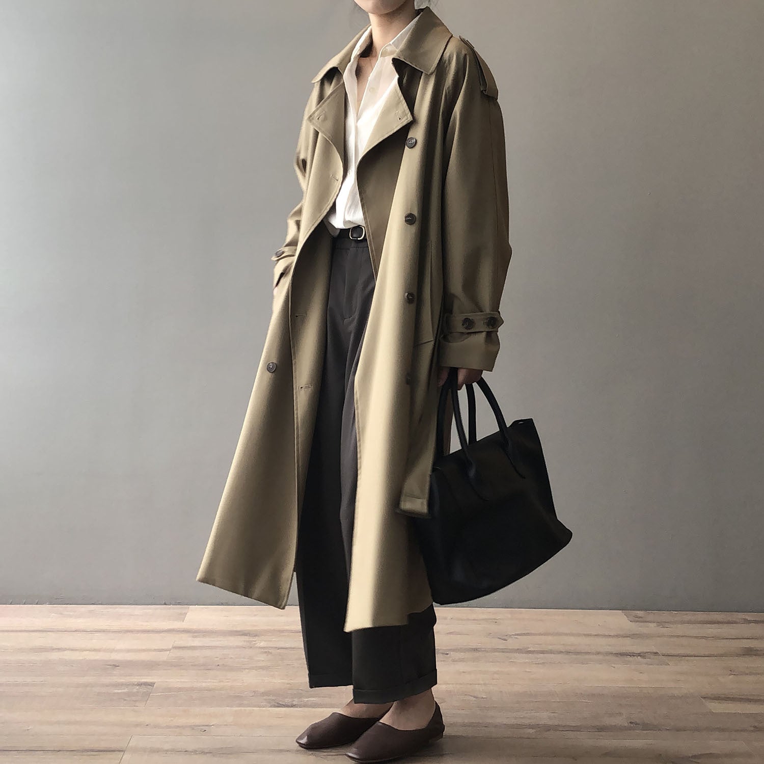 Long Trench Coat for Women Autumn Korean Elegant Loose Waist Tight Slimming Casual Coat for Women - ALTARIA