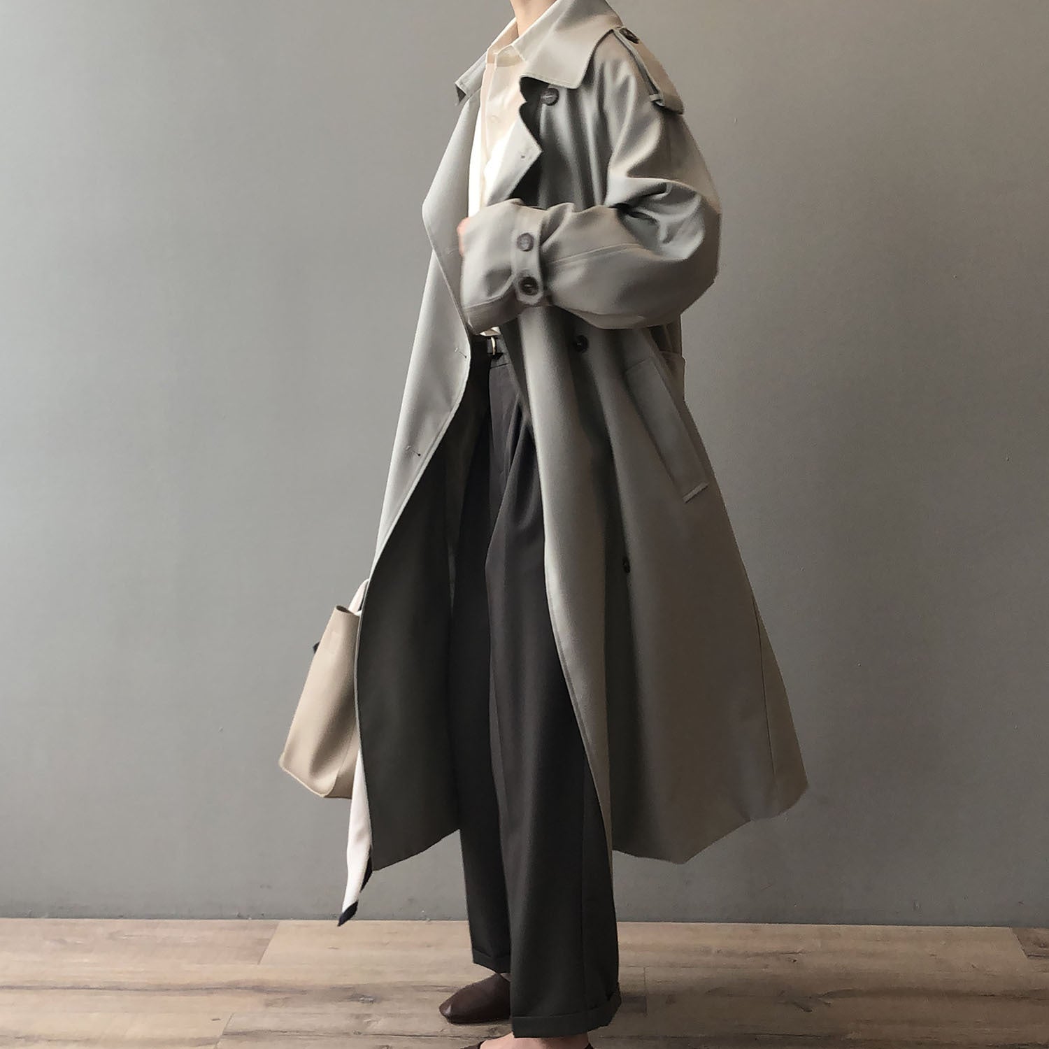 Long Trench Coat for Women Autumn Korean Elegant Loose Waist Tight Slimming Casual Coat for Women - ALTARIA