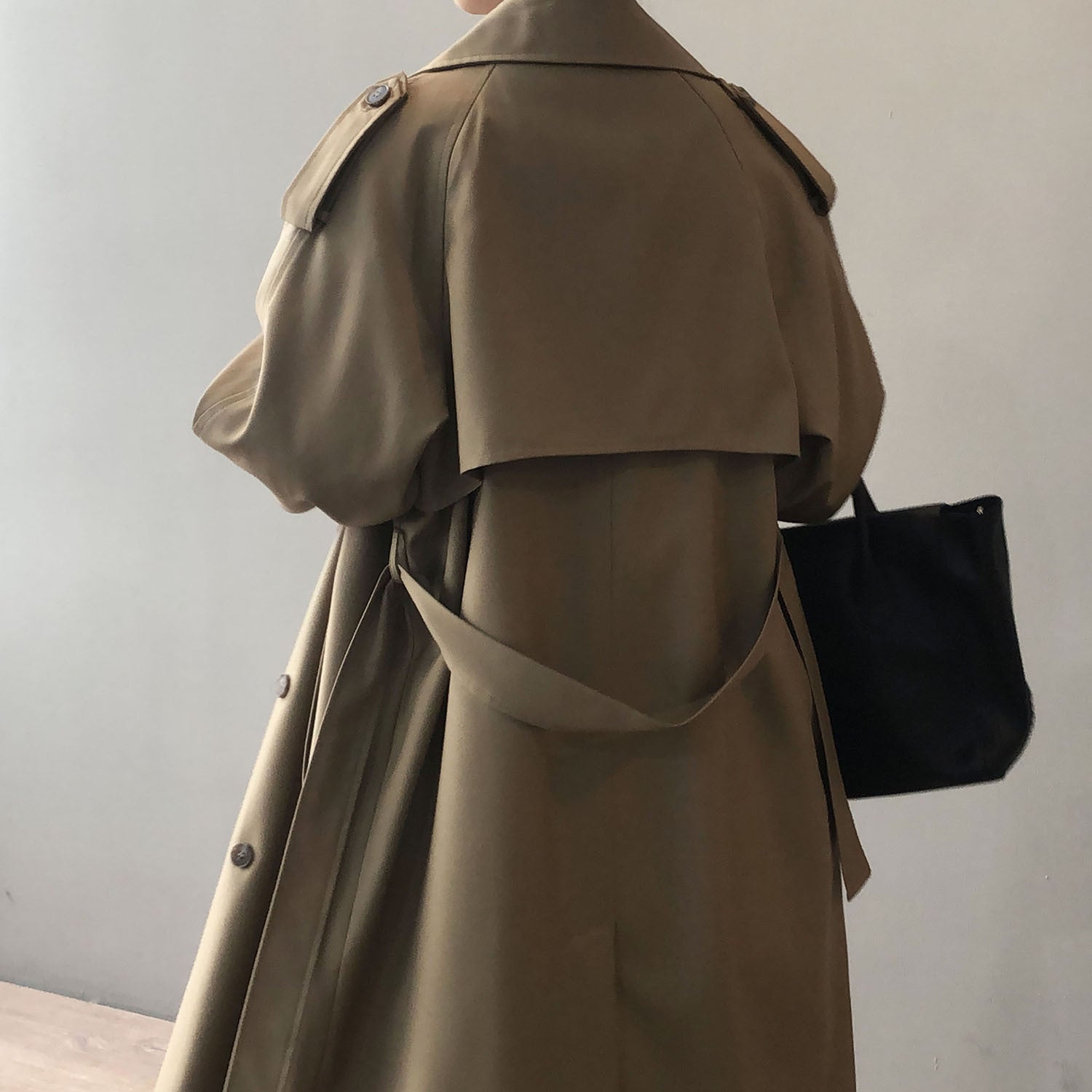 Long Trench Coat for Women Autumn Korean Elegant Loose Waist Tight Slimming Casual Coat for Women - ALTARIA