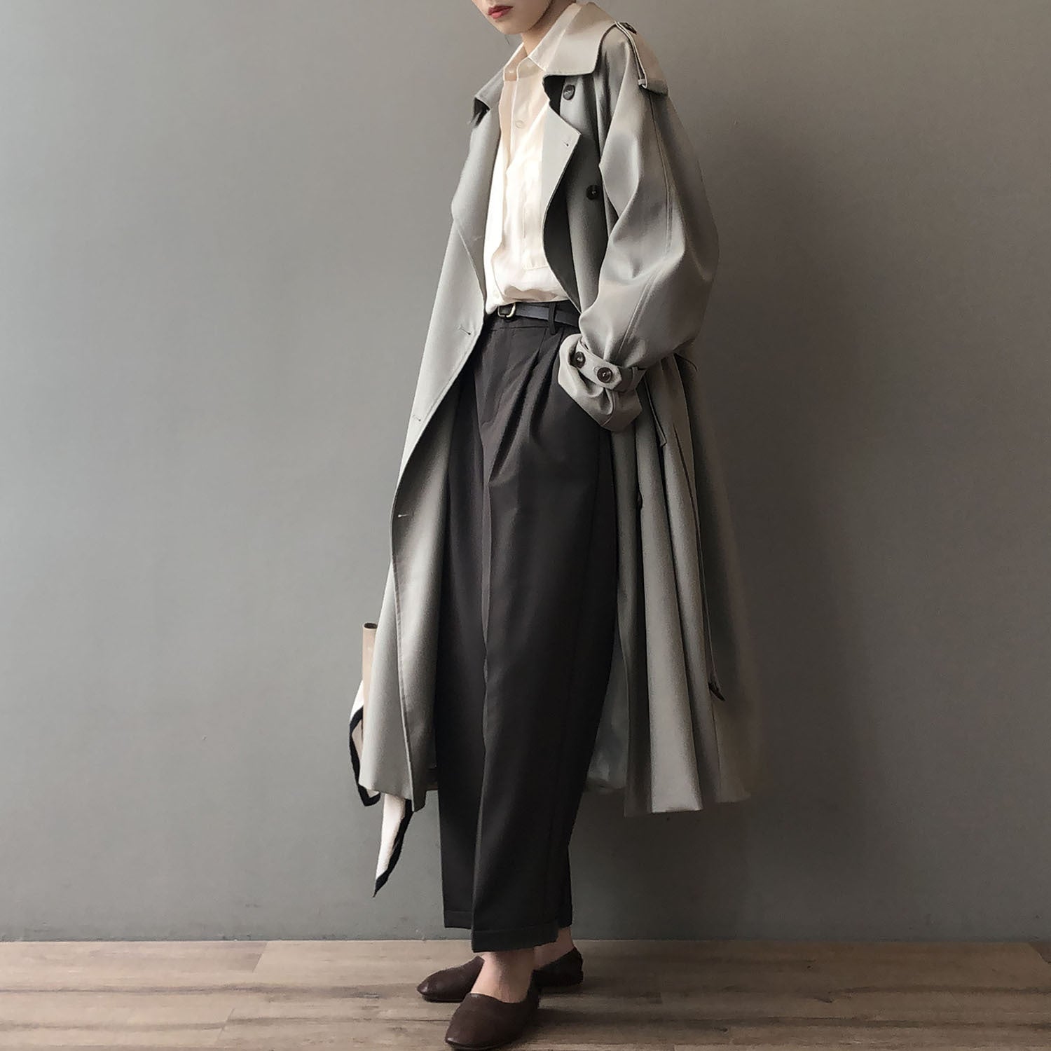 Long Trench Coat for Women Autumn Korean Elegant Loose Waist Tight Slimming Casual Coat for Women - ALTARIA