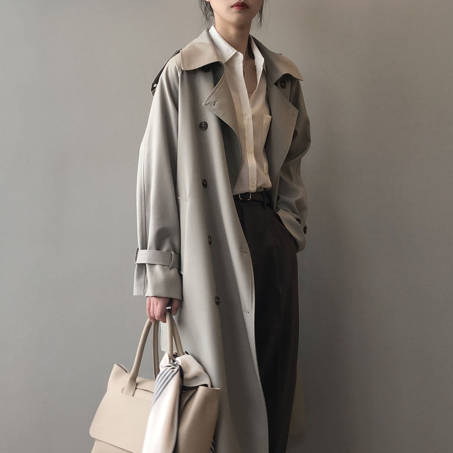 Long Trench Coat for Women Autumn Korean Elegant Loose Waist Tight Slimming Casual Coat for Women - ALTARIA