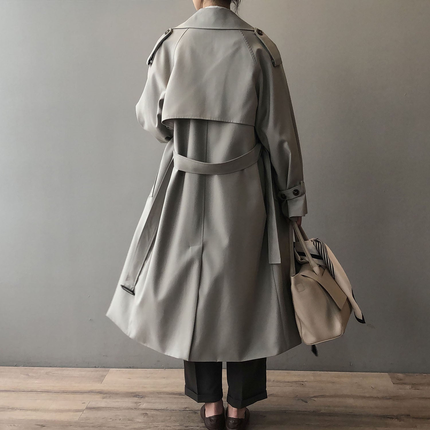 Long Trench Coat for Women Autumn Korean Elegant Loose Waist Tight Slimming Casual Coat for Women - ALTARIA
