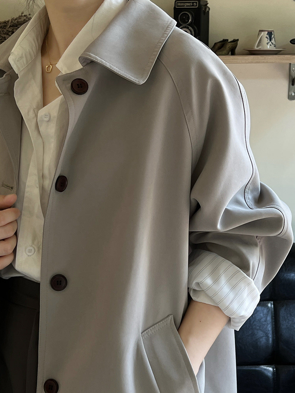 Korean Casual Trench Coat Women Spring Loose All Match Mid Length Coat - ALTARIA