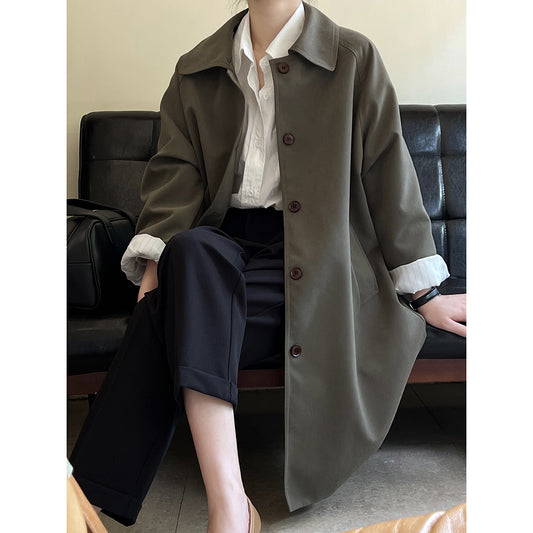 Korean Casual Trench Coat Women Spring Loose All Match Mid Length Coat - ALTARIA