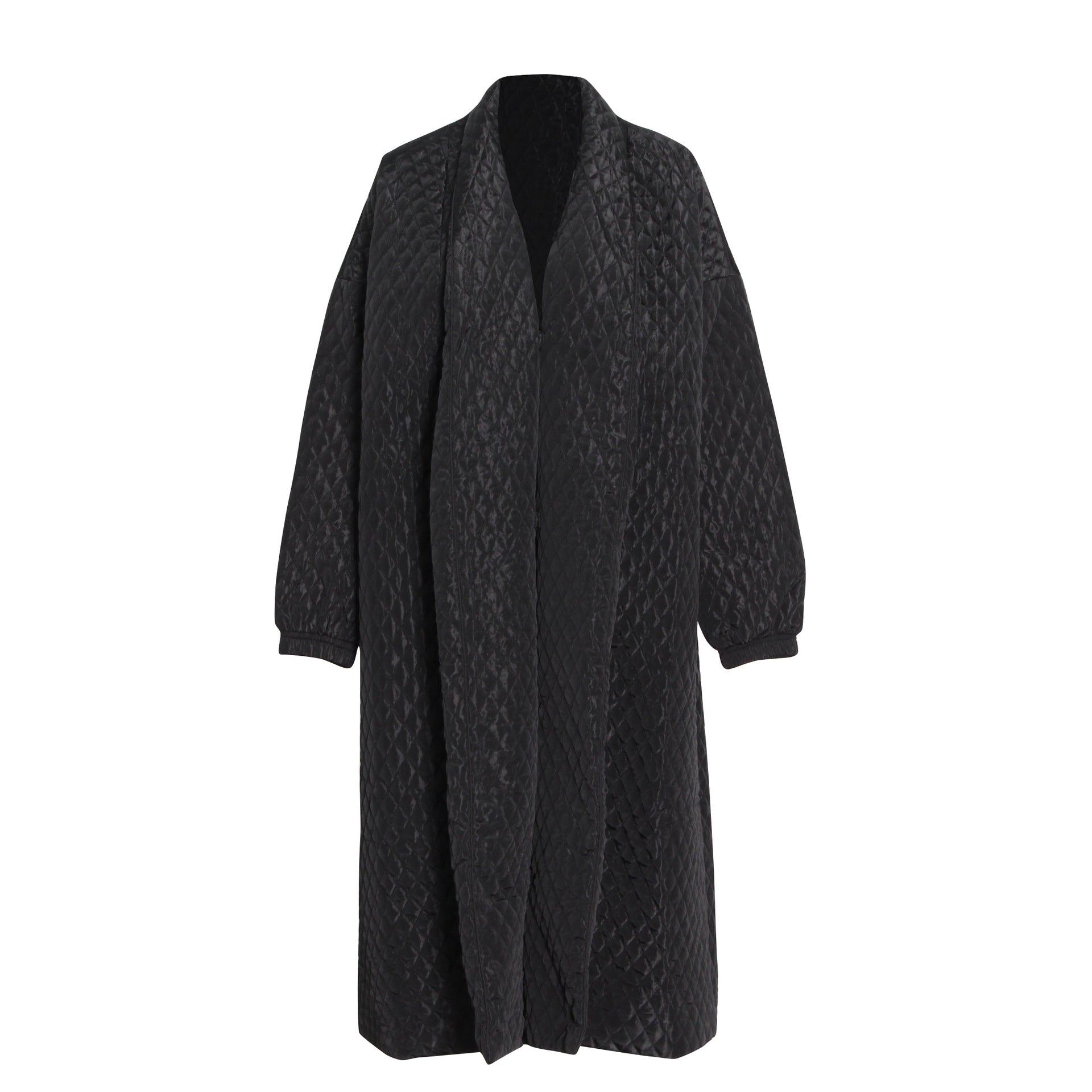 plus Size Cotton Clothes Autumn Winter Polo Collar Long Sleeve Straight Back Breasted Quilted Casual Coat for Women - ALTARIA
