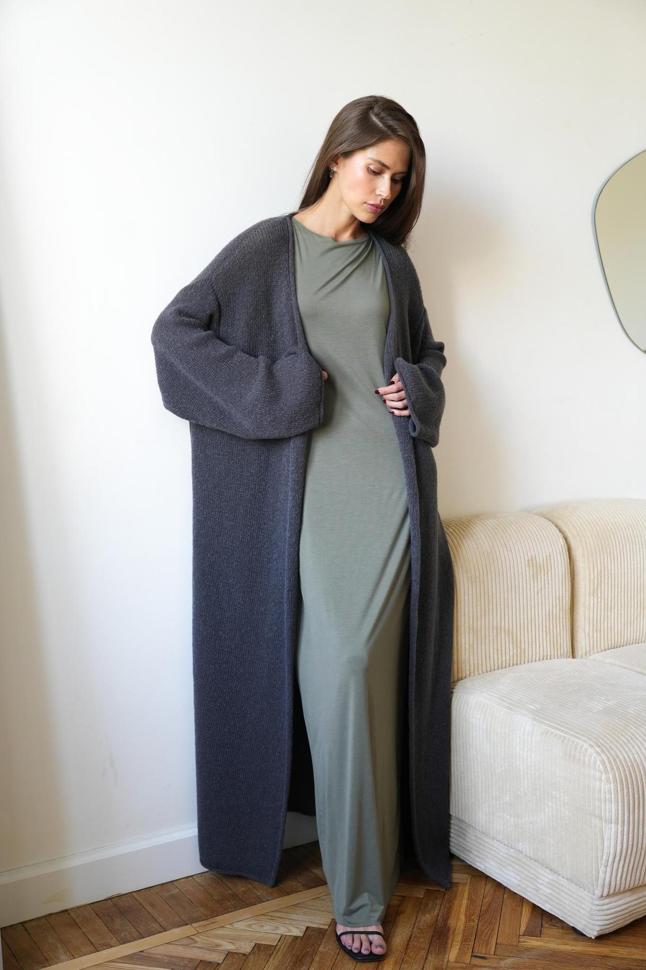 Autumn Winter Lengthened Blouse Women Mohair Knitted Hollow Out Cutout Out Sweater Cardigan Advanced Inverness - ALTARIA