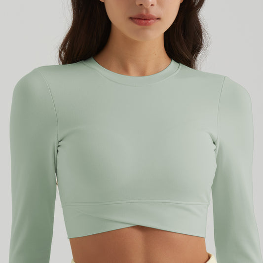 Spring Sports Slim Fitting Yoga Jacket Detachable Chest Pad Breathable Waist Thin Yoga Wear Long Sleeve - ALTARIA