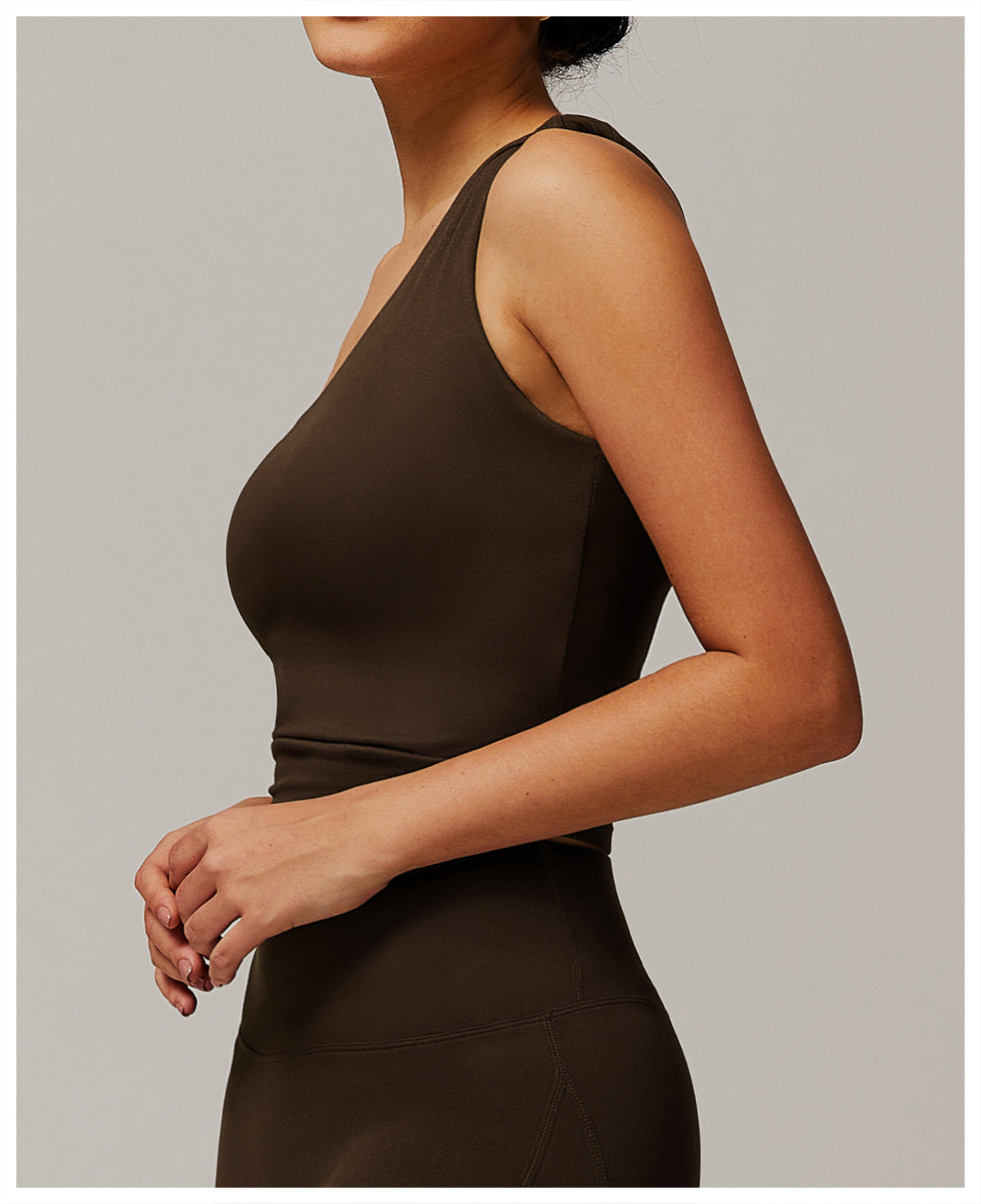 Brushed Oblique One Shoulder Twisted Yoga Vest Sports Waist Shaping Casual Running Workout Vest Women - ALTARIA