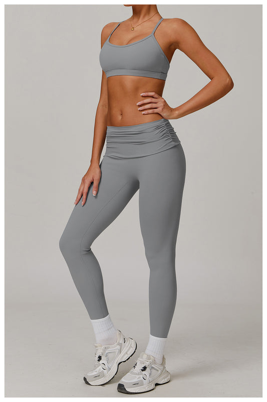 Folding High Waist Yoga Pants Women Cloud Feeling Belly Contracting Hip Lifting Sports Pants Casual All Matching Exercise Workout Pants - ALTARIA