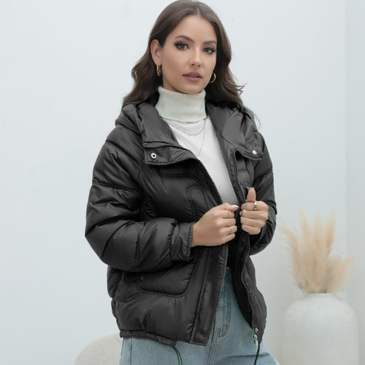 down Cotton Padded Coat Women Winter Thickened Padded Jacket Popular Bright Color Stand Collar Cotton Padded Coat - ALTARIA