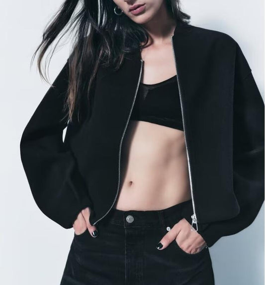Fall Women Clothing Casual Card Ornament Soft Bomber Jacket - ALTARIA