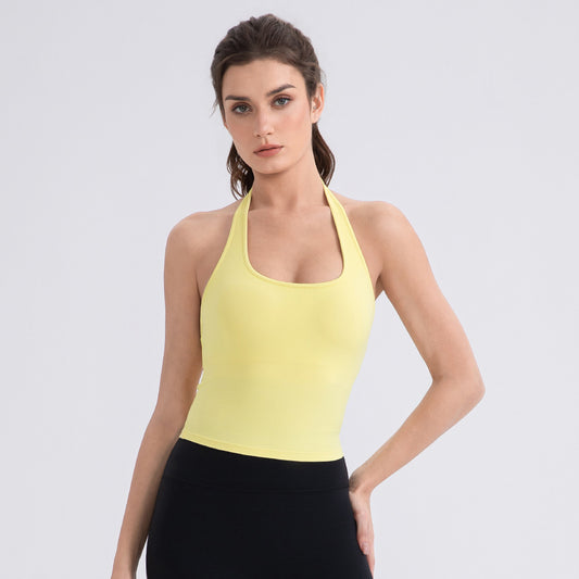 Halter Yoga Vest Naked Women Sense Sports Running Vest with Chest Pad Beauty Back Sexy Sports Top - ALTARIA