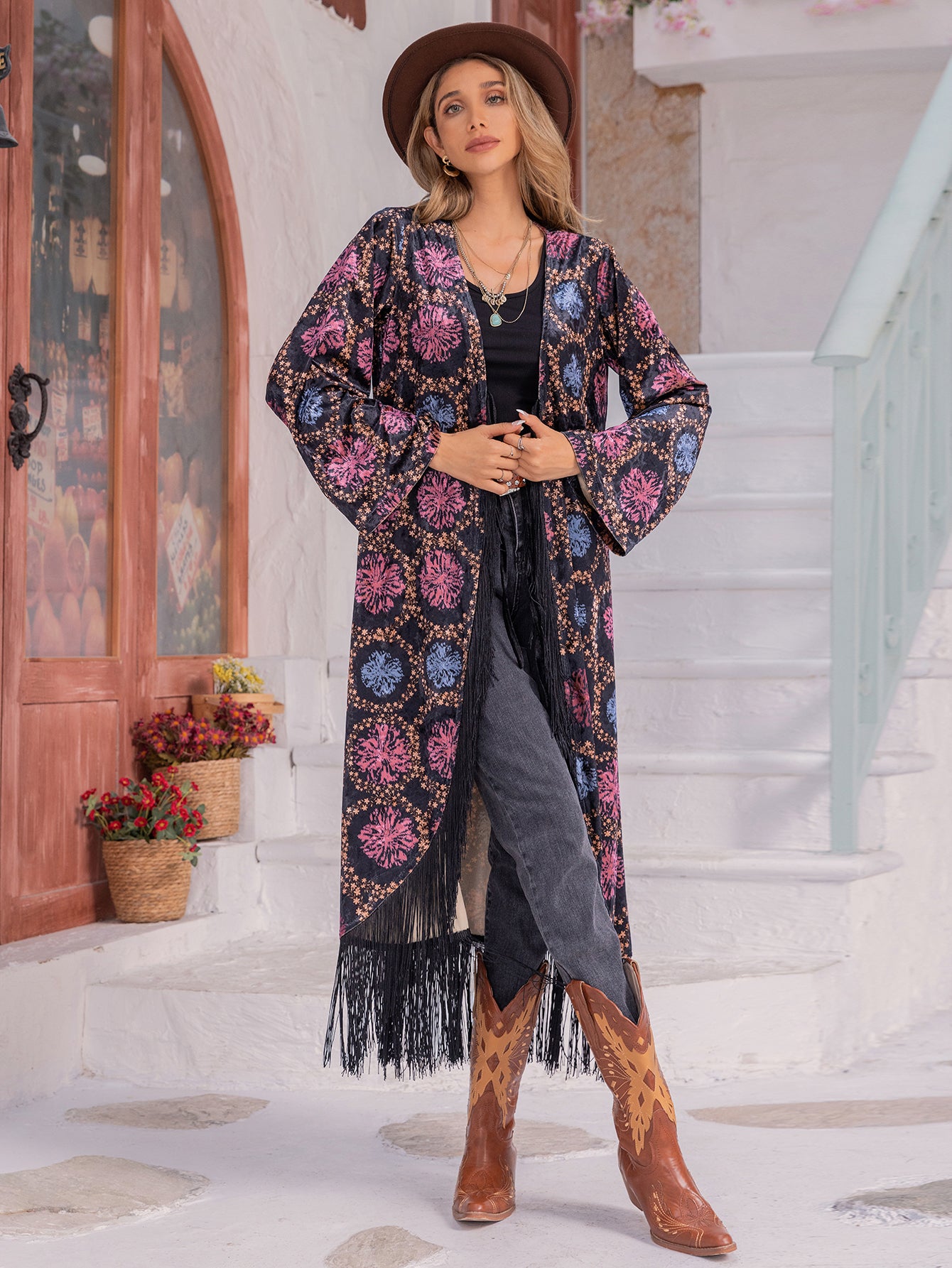 Printed Tassel Easy Matching Women Clothing Kimono Jacket - ALTARIA