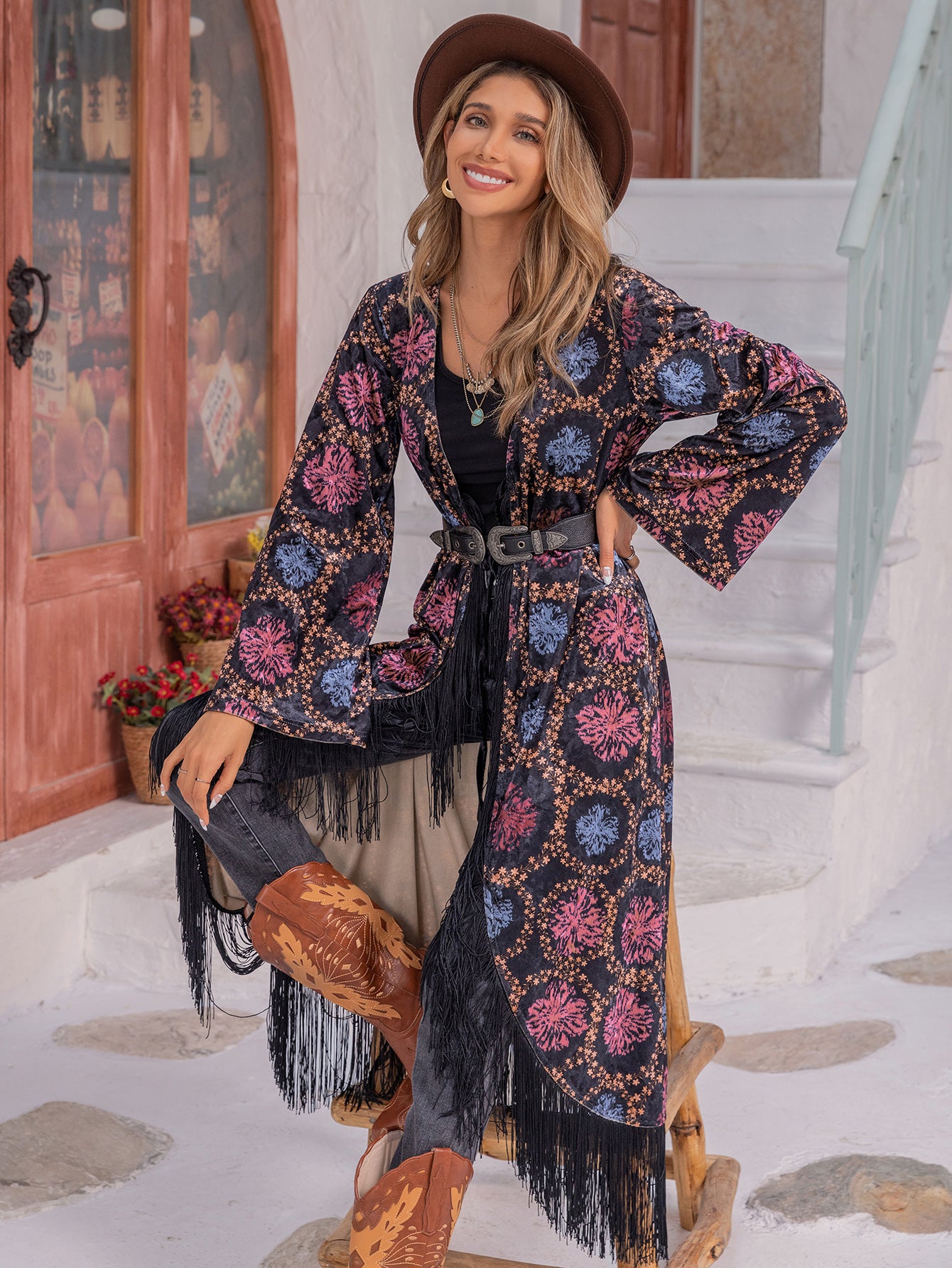 Printed Tassel Easy Matching Women Clothing Kimono Jacket - ALTARIA