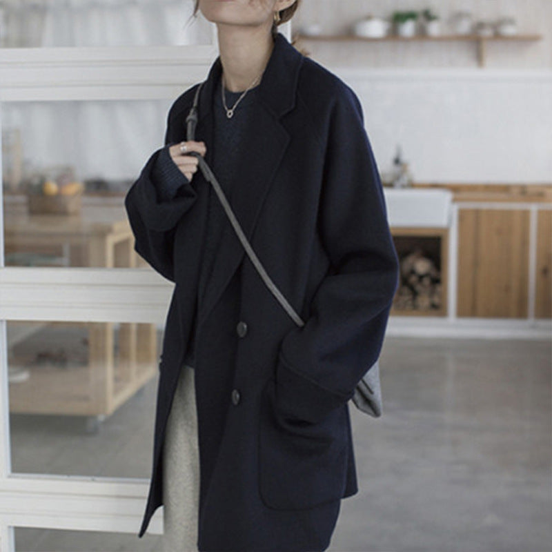 Small Reversible Cashmere Coat Women Short Loose Woolen Coat Women - ALTARIA