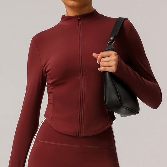 Small Stand Collar Yoga Clothes Women Slim Jacket Windproof Zipper Top Pocket Sports Running Tight Jacket - ALTARIA