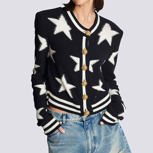 Spring Autumn High Quality Knitwear Long Sleeve round Neck Cardigan Top Woolen Coat - ALTARIA