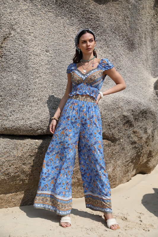 Women Summer Bohemian Color Casual Pant Sets - ALTARIA
