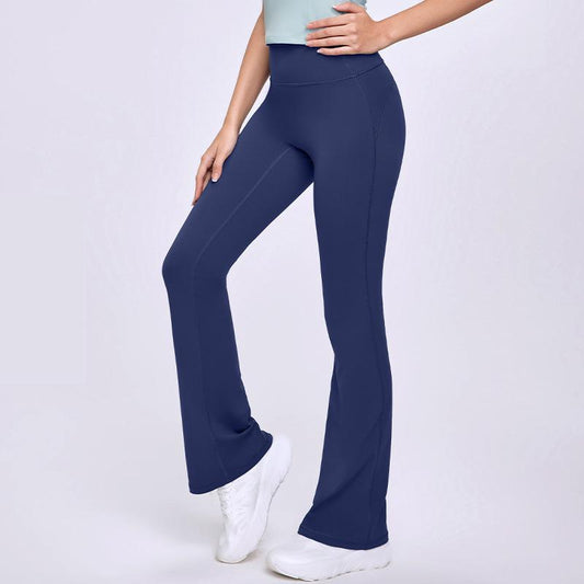 Nude Feel High Waist Micro Pull Yoga Pants Women 7A Antibacterial Slim Slimming Wide Leg Bell Bottom Pants Sports Running Fitness Pants - ALTARIA