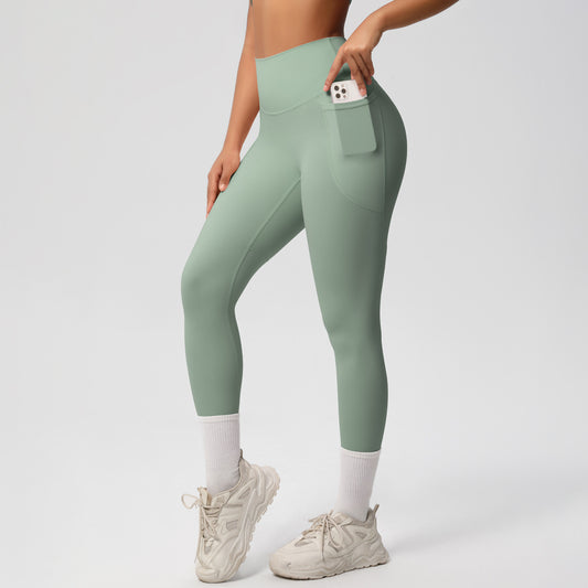 Solid Color Double Sided Sanding Tight High Waist High Elastic Breathability Yoga Pants Sports Running Fitness Yoga Wear - ALTARIA